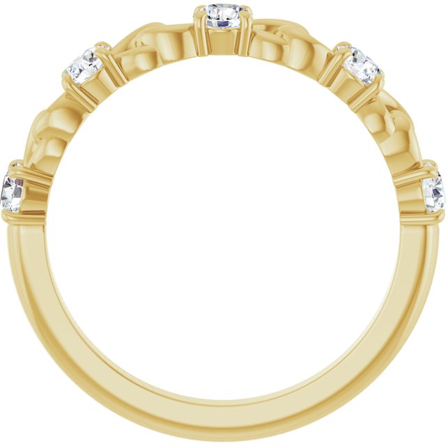 14K Yellow Natural White Sapphire Stackable Ring