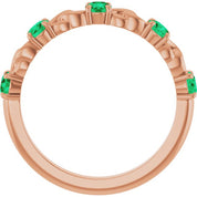 14K Rose Lab-Grown Emerald Stackable Ring