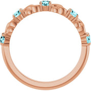 14K Rose Natural Blue Zircon Stackable Ring