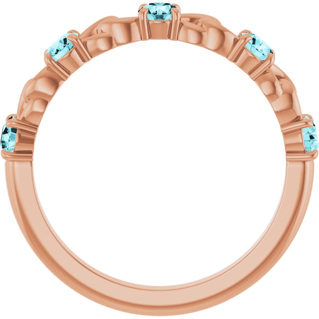 14K Rose Natural Blue Zircon Stackable Ring