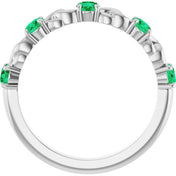 14K White Natural Emerald Stackable Ring