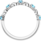 Platinum Natural Aquamarine Stackable Ring