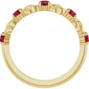 14K Yellow Lab-Grown Ruby Stackable Ring