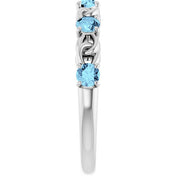 Platinum Natural Aquamarine Stackable Ring