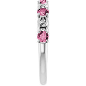 Sterling Silver Natural Pink Tourmaline Stackable Ring