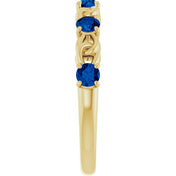 14K Yellow Natural Blue Sapphire Stackable Ring