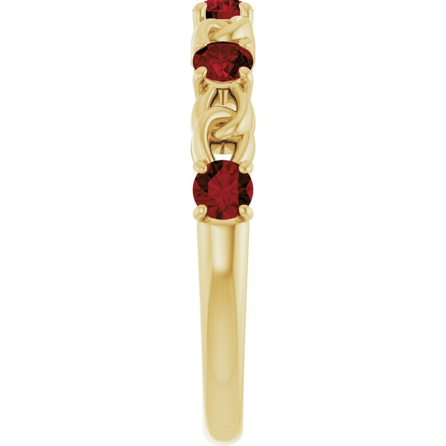 14K Yellow Natural Mozambique Garnet Stackable Ring