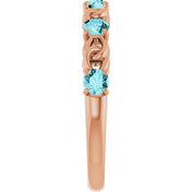 14K Rose Natural Blue Zircon Stackable Ring