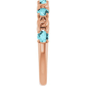 14K Rose Natural Blue Zircon Stackable Ring
