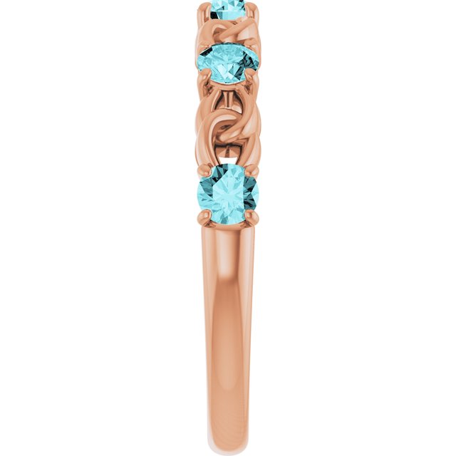 14K Rose Natural Blue Zircon Stackable Ring