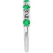 14K White Natural Emerald Stackable Ring
