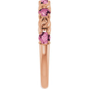 14K Rose Natural Pink Tourmaline Stackable Ring