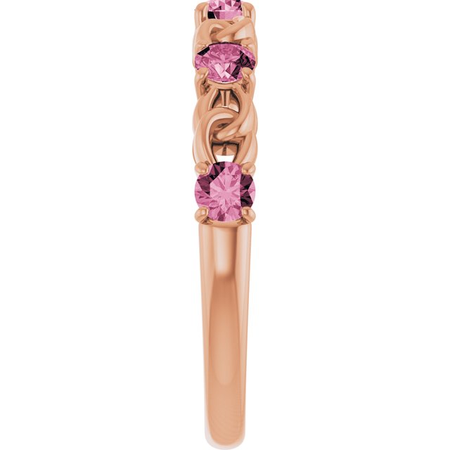 14K Rose Natural Pink Tourmaline Stackable Ring