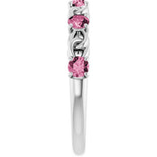 Platinum Natural Pink Tourmaline Stackable Ring
