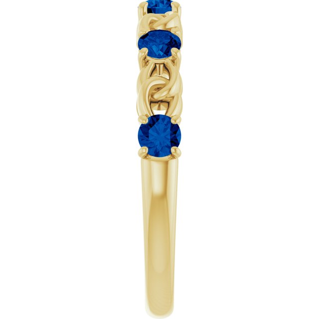 14K Yellow Lab-Grown Blue Sapphire Stackable Ring