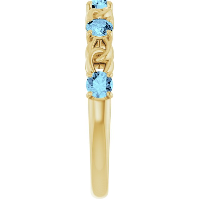 14K Yellow Natural Aquamarine Stackable Ring