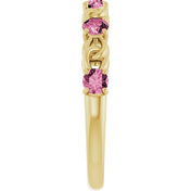 14K Yellow Natural Pink Tourmaline Stackable Ring