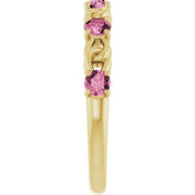 14K Yellow Natural Pink Tourmaline Stackable Ring