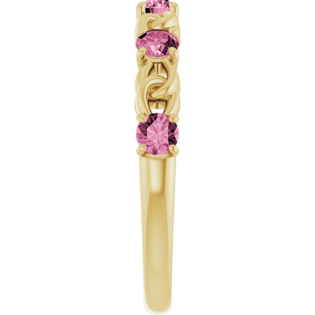 14K Yellow Natural Pink Tourmaline Stackable Ring
