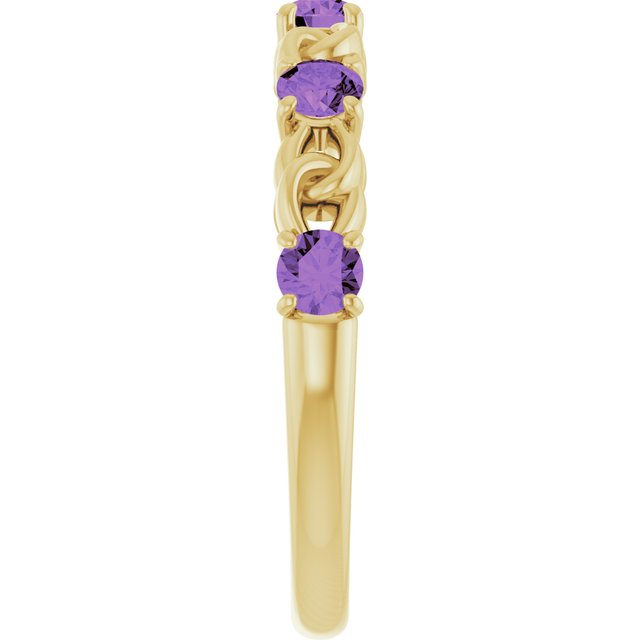 14K Yellow Natural Amethyst Stackable Ring