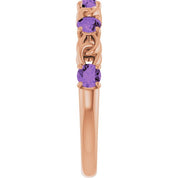 14K Rose  Natural Amethyst Stackable Ring