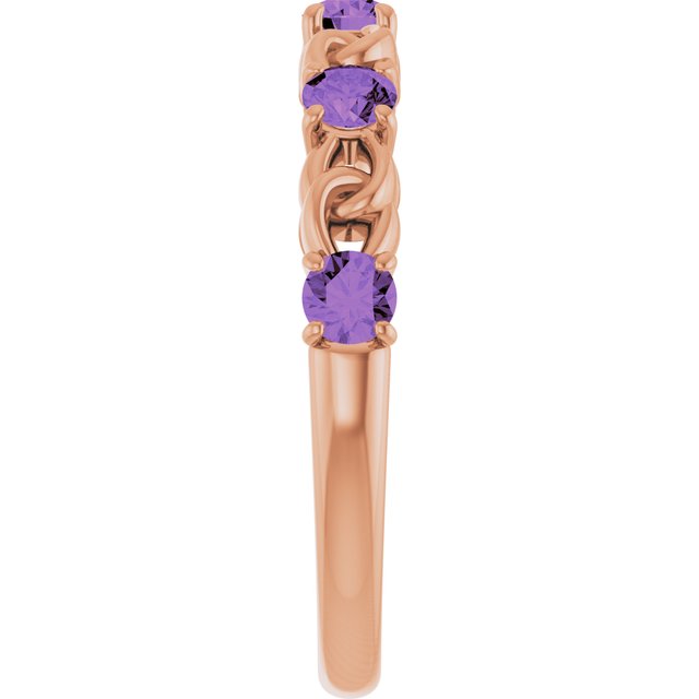 14K Rose  Natural Amethyst Stackable Ring