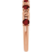 14K Rose Natural Mozambique Garnet Stackable Ring