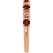 14K Rose Natural Mozambique Garnet Stackable Ring