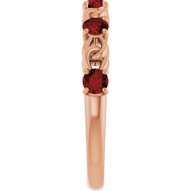 14K Rose Natural Mozambique Garnet Stackable Ring