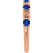14K Rose Natural Blue Sapphire Stackable Ring