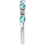 Platinum Natural Blue Zircon Stackable Ring