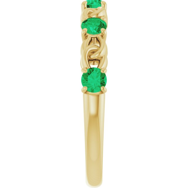 14K Yellow Lab-Grown Emerald Stackable Ring