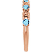 14K Rose Natural Aquamarine Stackable Ring