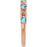 14K Rose Natural Aquamarine Stackable Ring
