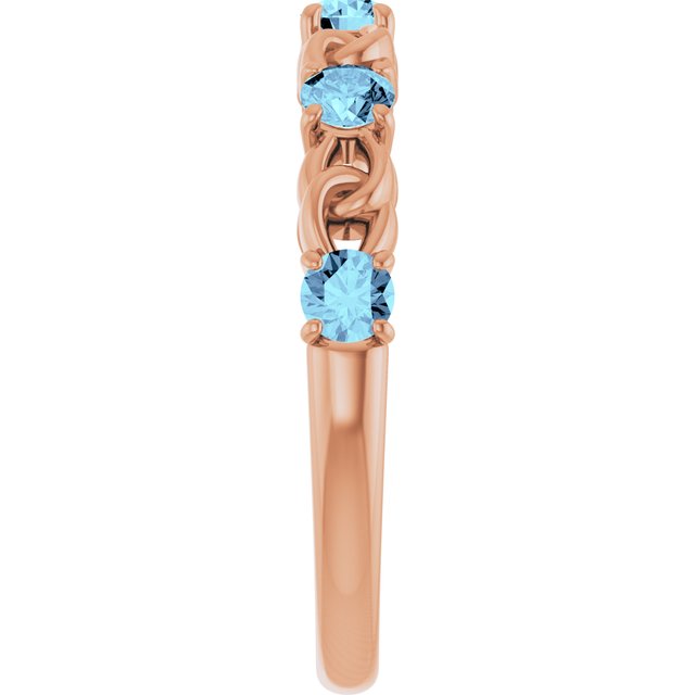 14K Rose Natural Aquamarine Stackable Ring