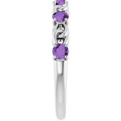 Platinum Natural Amethyst Stackable Ring