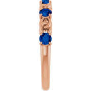 14K Rose Lab-Grown Blue Sapphire Stackable Ring