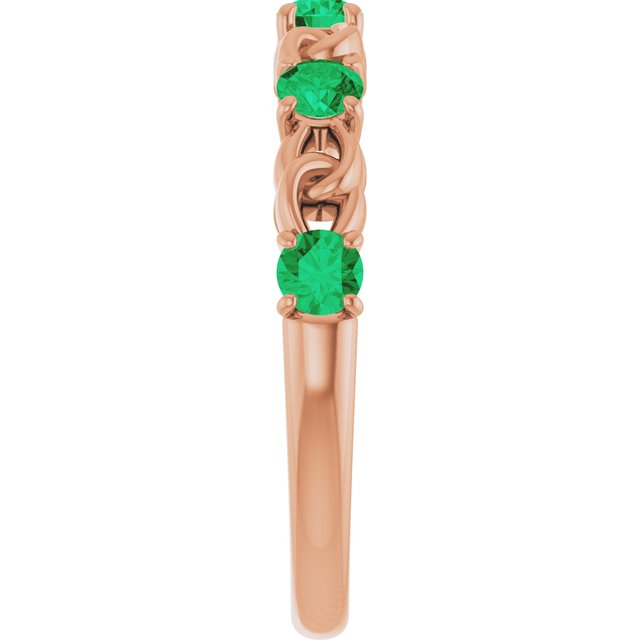 14K Rose Lab-Grown Emerald Stackable Ring