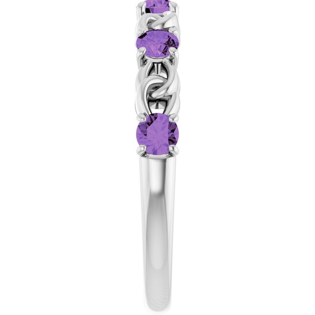 Sterling Silver Natural Amethyst Stackable Ring