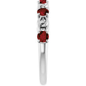 14K White Natural Mozambique Garnet Stackable Ring