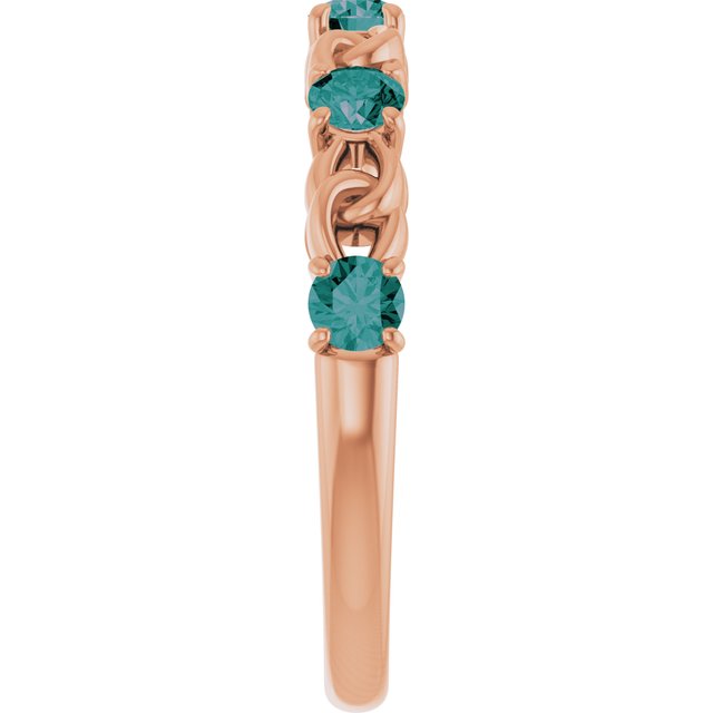 14K Rose Lab-Grown Alexandrite Stackable Ring