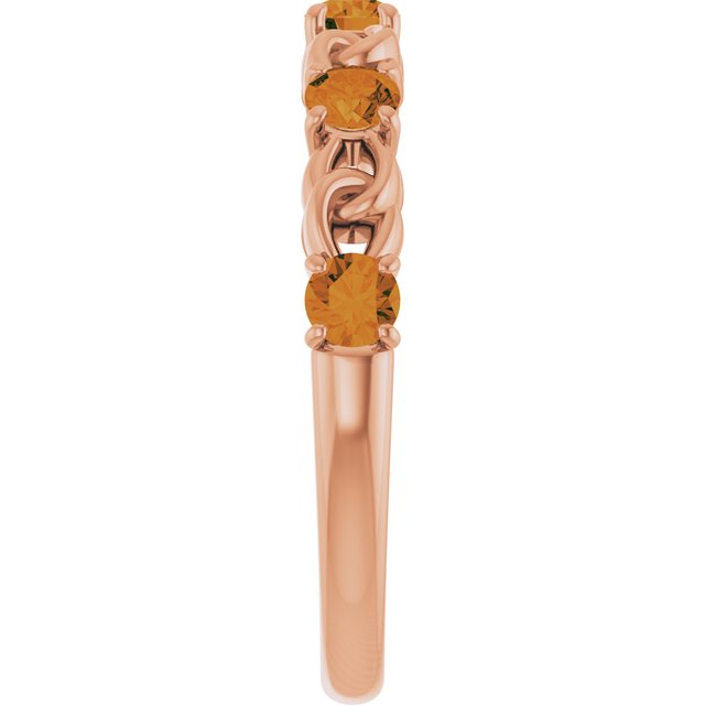 14K Rose Natural Citrine Stackable Ring