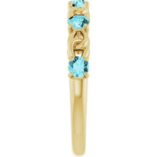 14K Yellow Natural Blue Zircon Stackable Ring