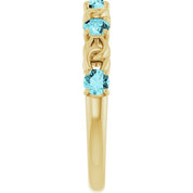 14K Yellow Natural Blue Zircon Stackable Ring