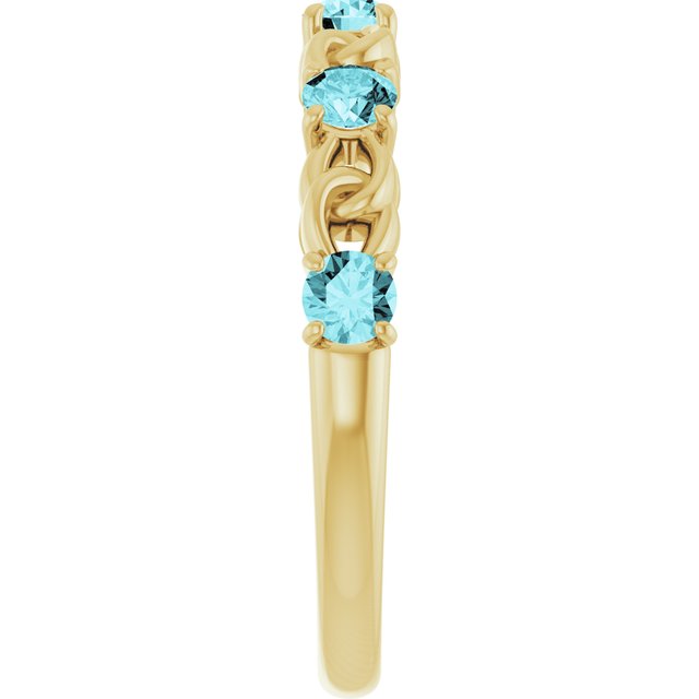 14K Yellow Natural Blue Zircon Stackable Ring