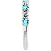 Sterling Silver Natural Blue Zircon Stackable Ring