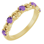 14K Yellow Natural Amethyst Stackable Ring