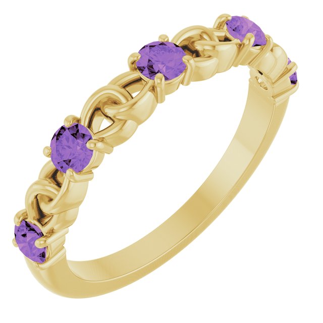 14K Yellow Natural Amethyst Stackable Ring