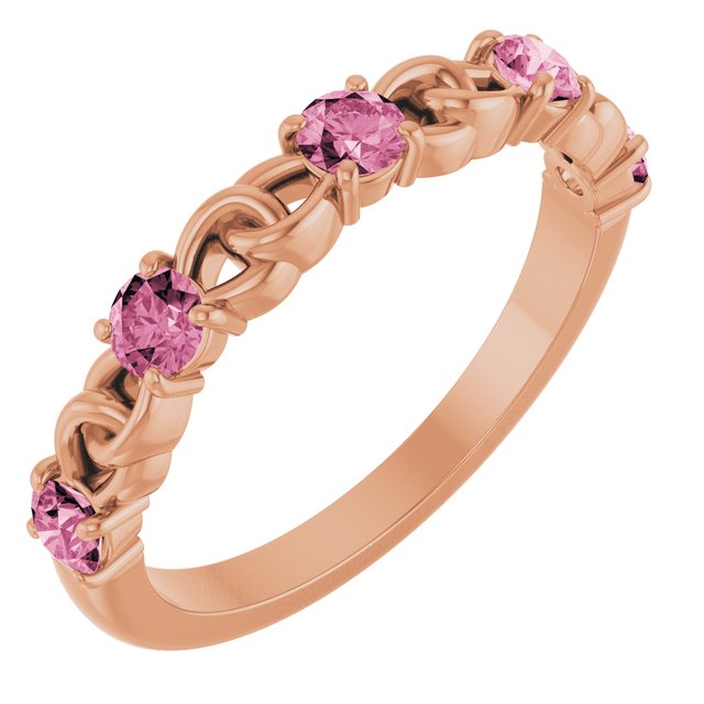 14K Rose Natural Pink Tourmaline Stackable Ring