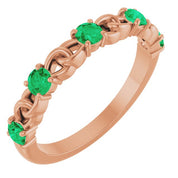 14K Rose Lab-Grown Emerald Stackable Ring